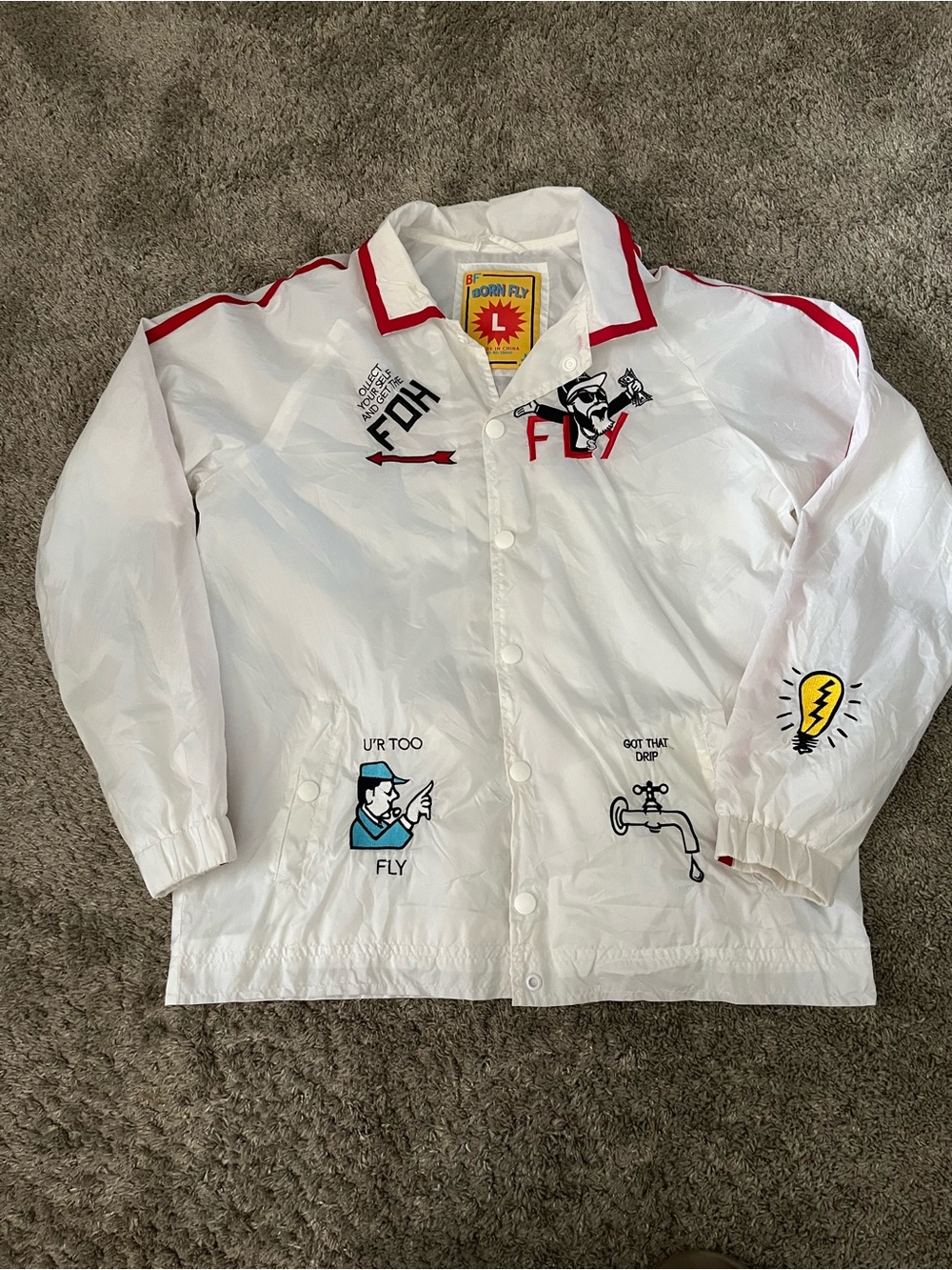 Born Fly Windbreaker Jacket Monopoly Men Size Large
